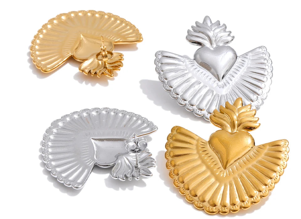 Unique heart studs gold plated for refined everyday style