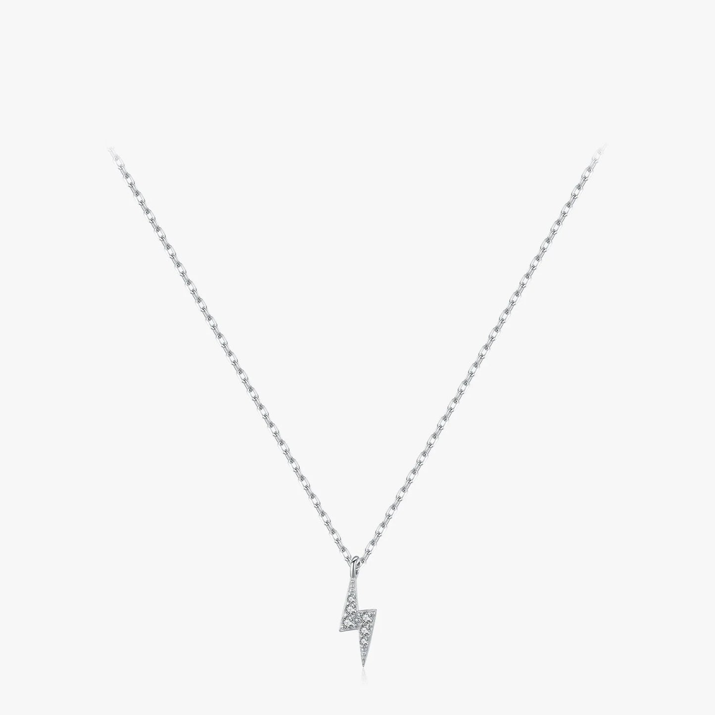 Sterling Silver Tiny Lightning Pendant Necklace