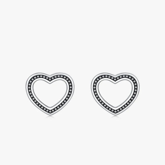 Vintage Heart Pattern Stud Earrings