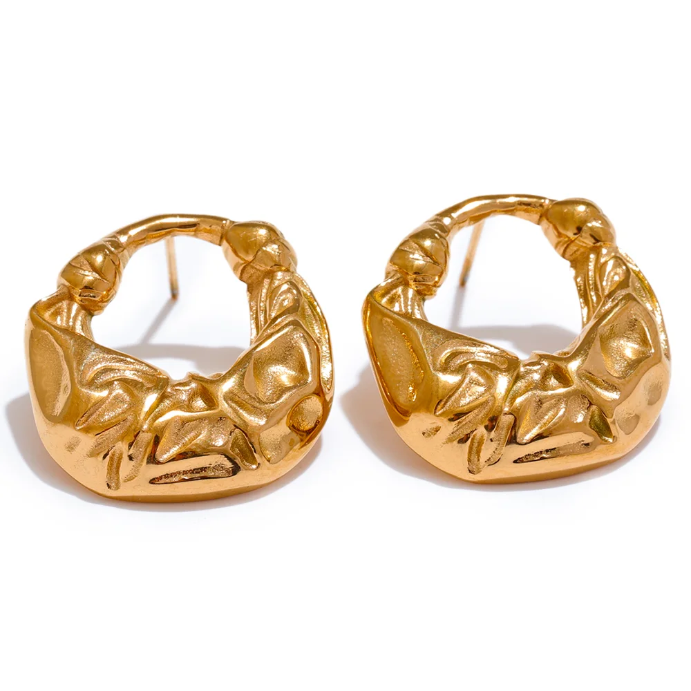 Gold plated stud earrings styled as classic ear rings