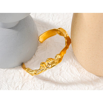 Waterproof 18K Gold Irregular Geometric Cuff Bracelet