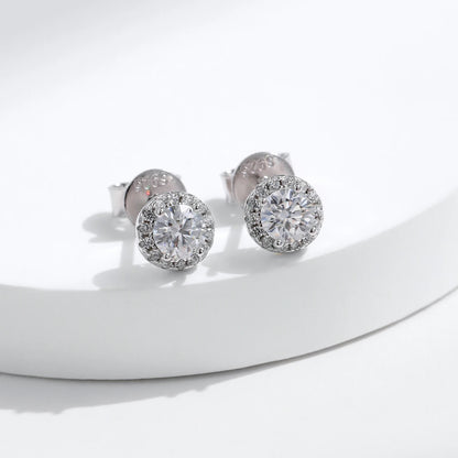 Luxury Moissanite Halo Stud Earrings