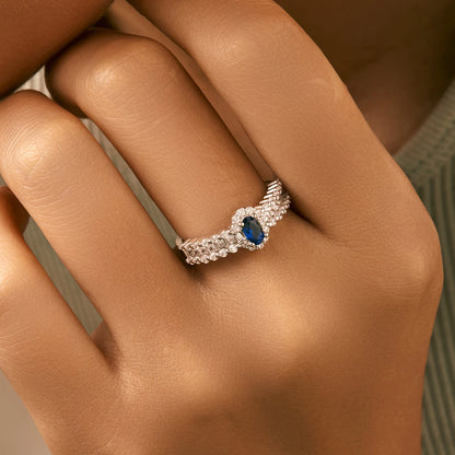 Royal Elegance Sterling Silver Blue Oval CZ Ring