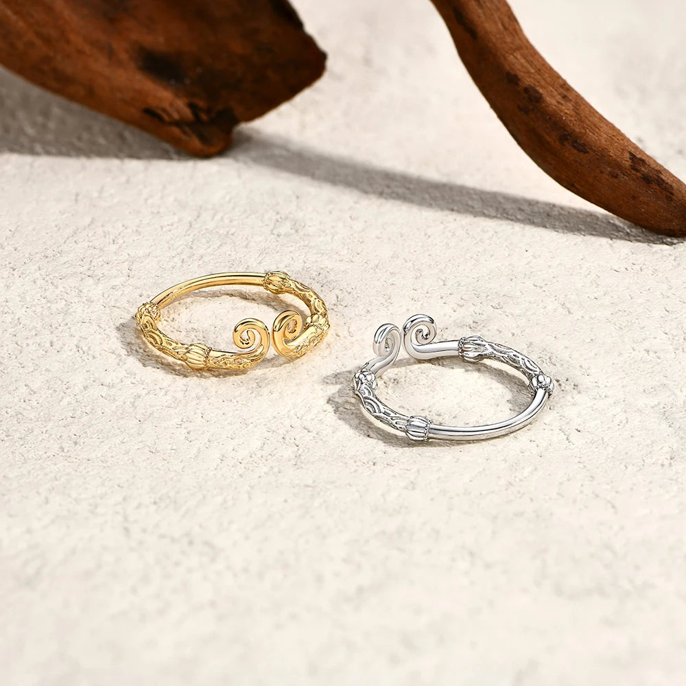 Elegant sterling silver ring showing adjustable ring size fit