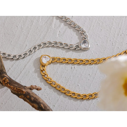 Golden Chain Link Heart Pendant Necklace