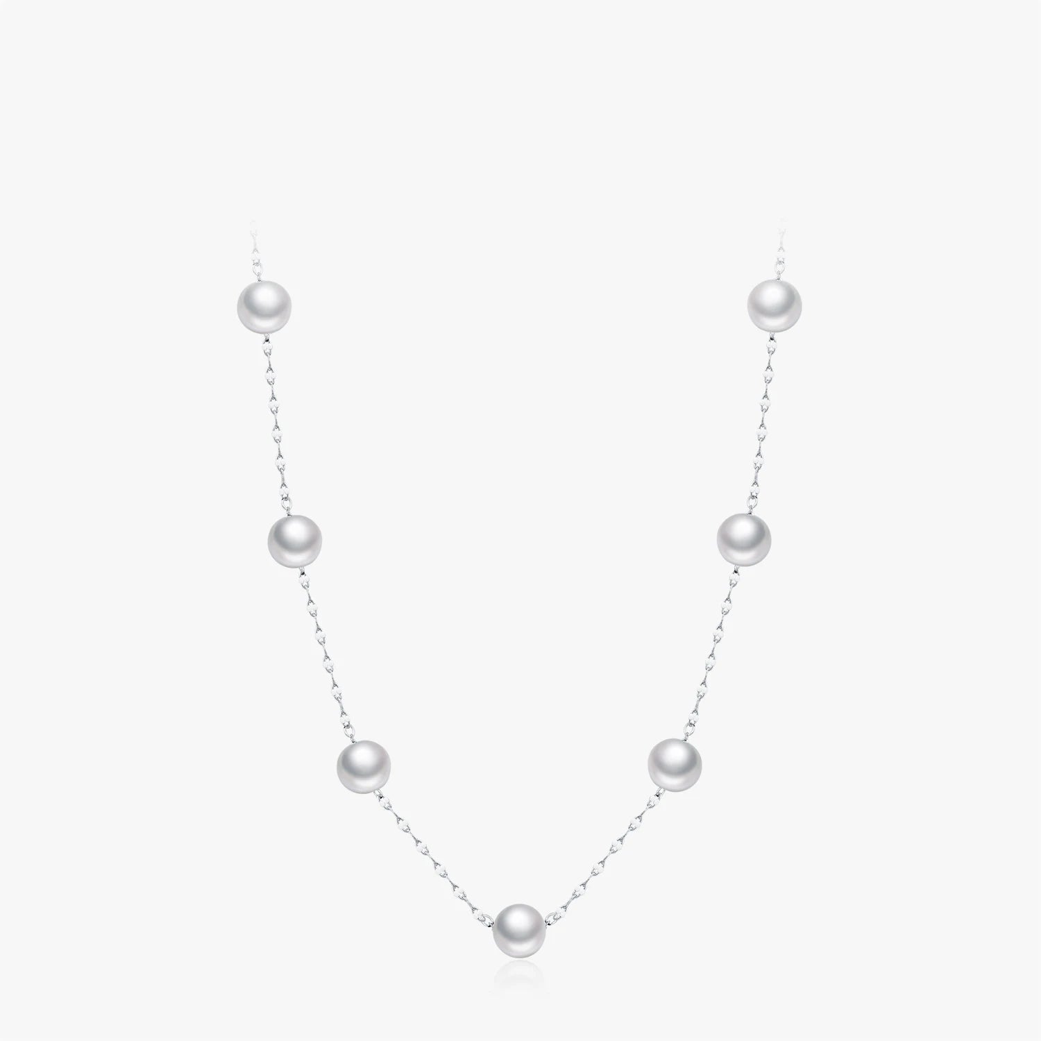 Y-shape crystal pearl charm necklace in 925 sterling silver