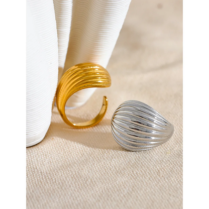 18K Gold Plated Geometric Stripe Open Ring