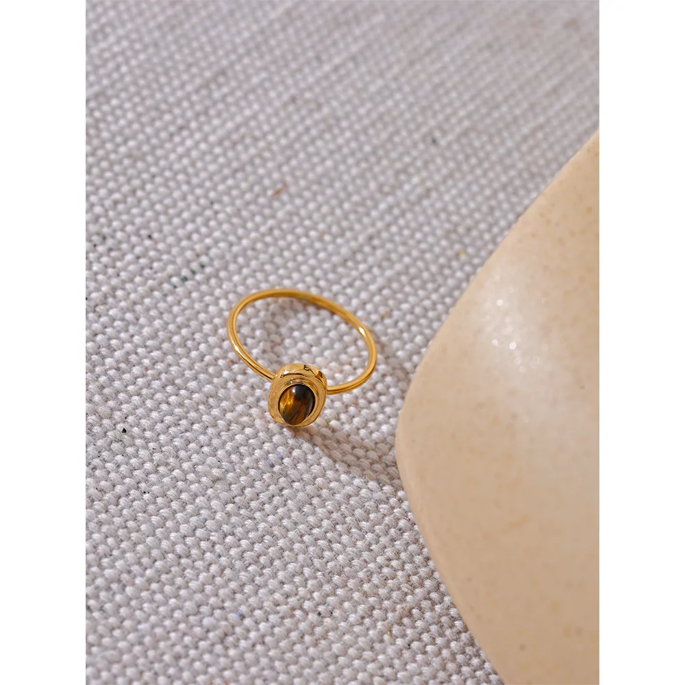 Chic Natural Stone Oval Ring