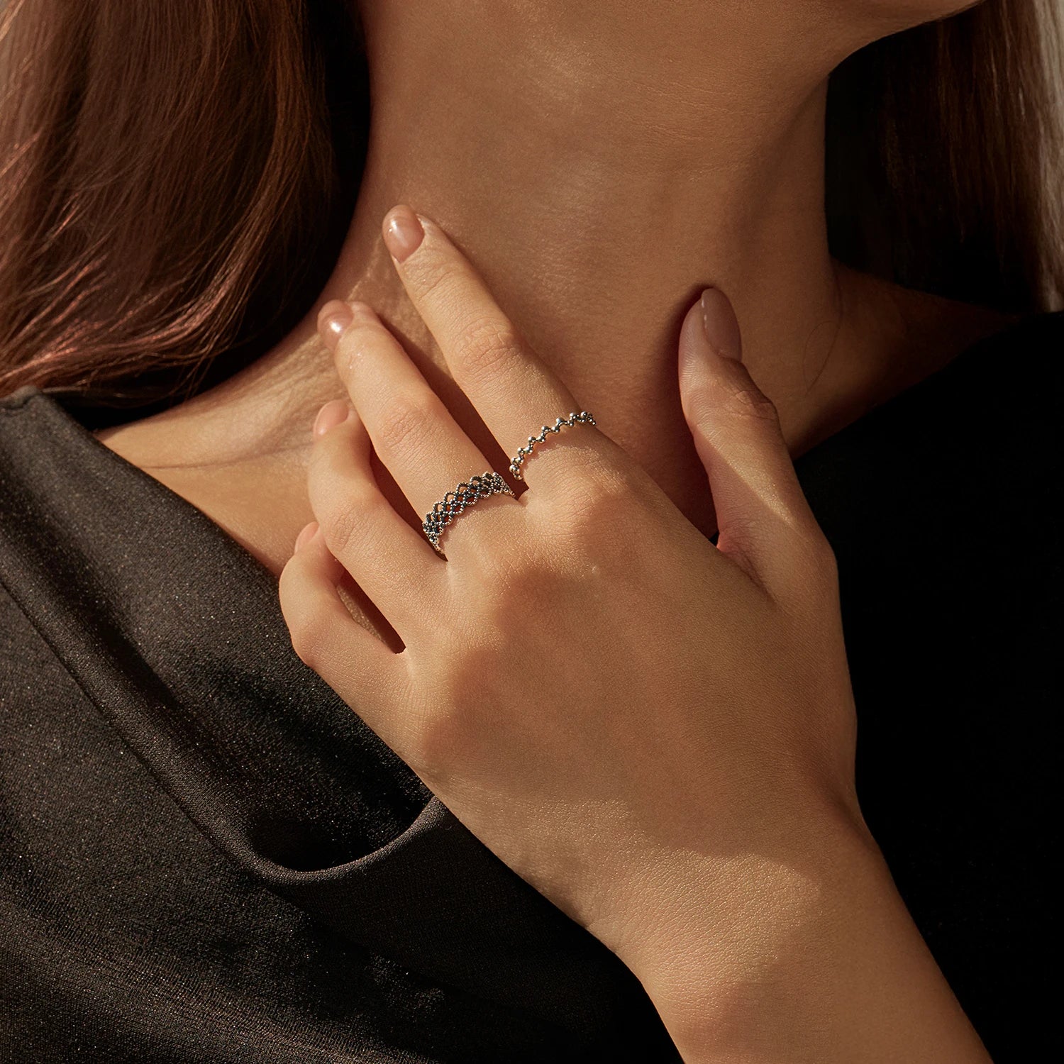 Sterling silver ring with lace heart cut-out vintage design