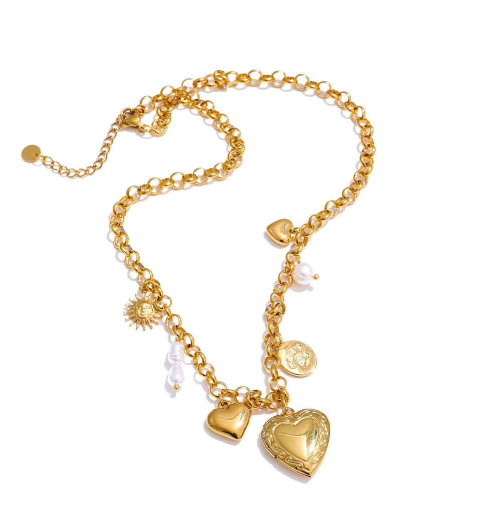 Lifestyle image pairing the set with golden golden earrings for a polished finish