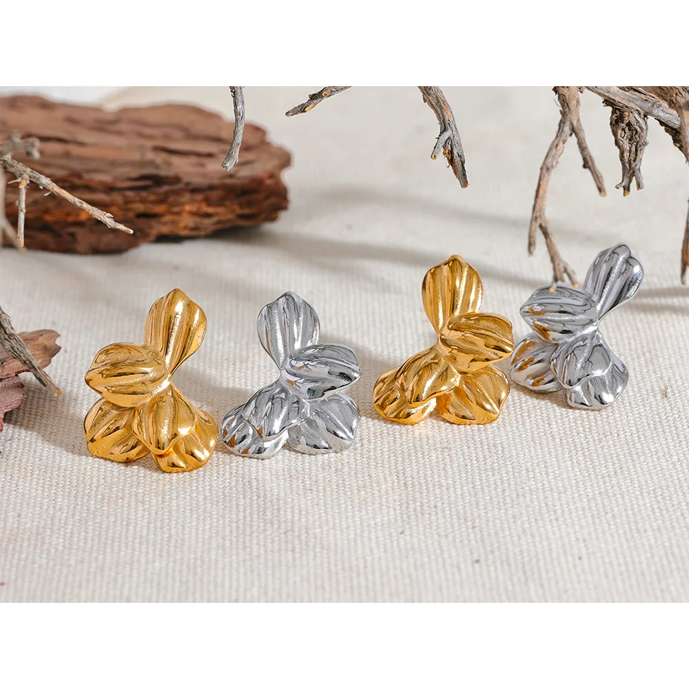 316L Stainless Steel Flower Stud Earrings