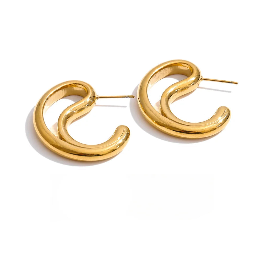 Geometric hollow earrings gold plated stainless steel for women