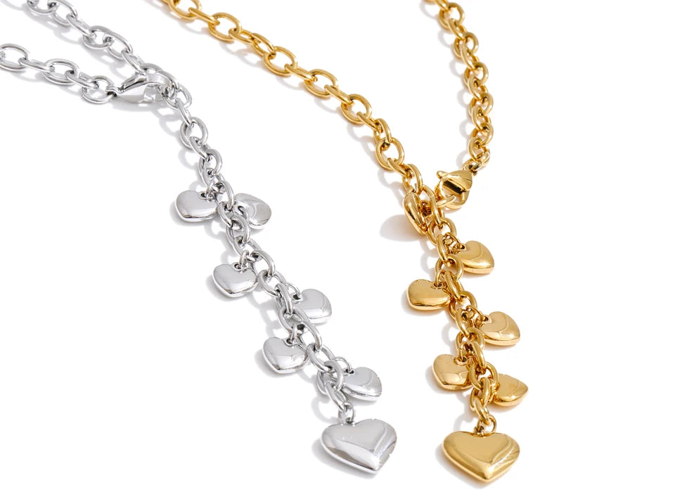 Waterproof jewelry heart pendant on stainless steel chain