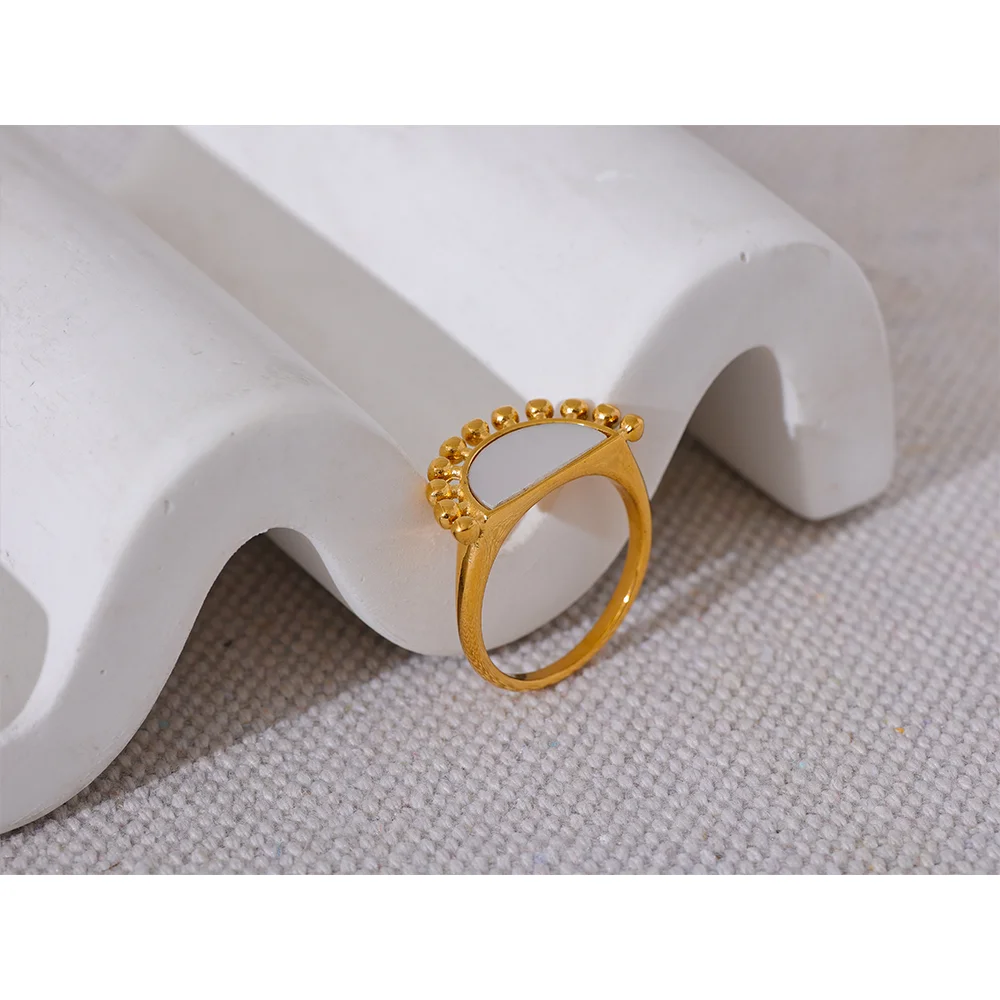 Gold Stainless Steel Natural Shell Fan Ring