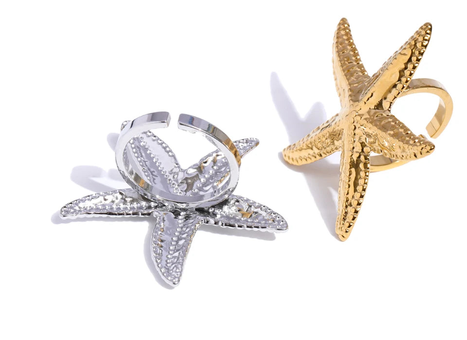 Finger and ring look with stylish summer starfish ring