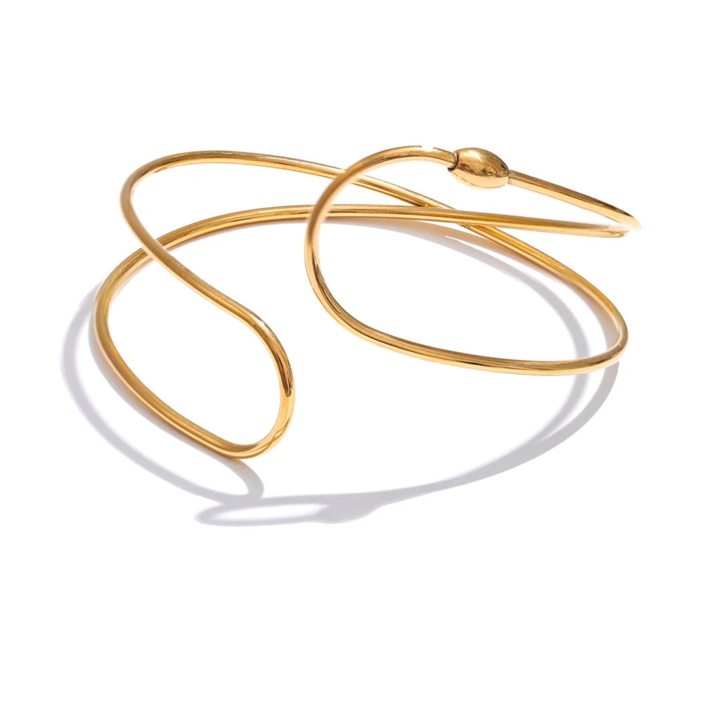 Double layer hollow cuff bracelet with gold plated glow in stainless steel jewelry