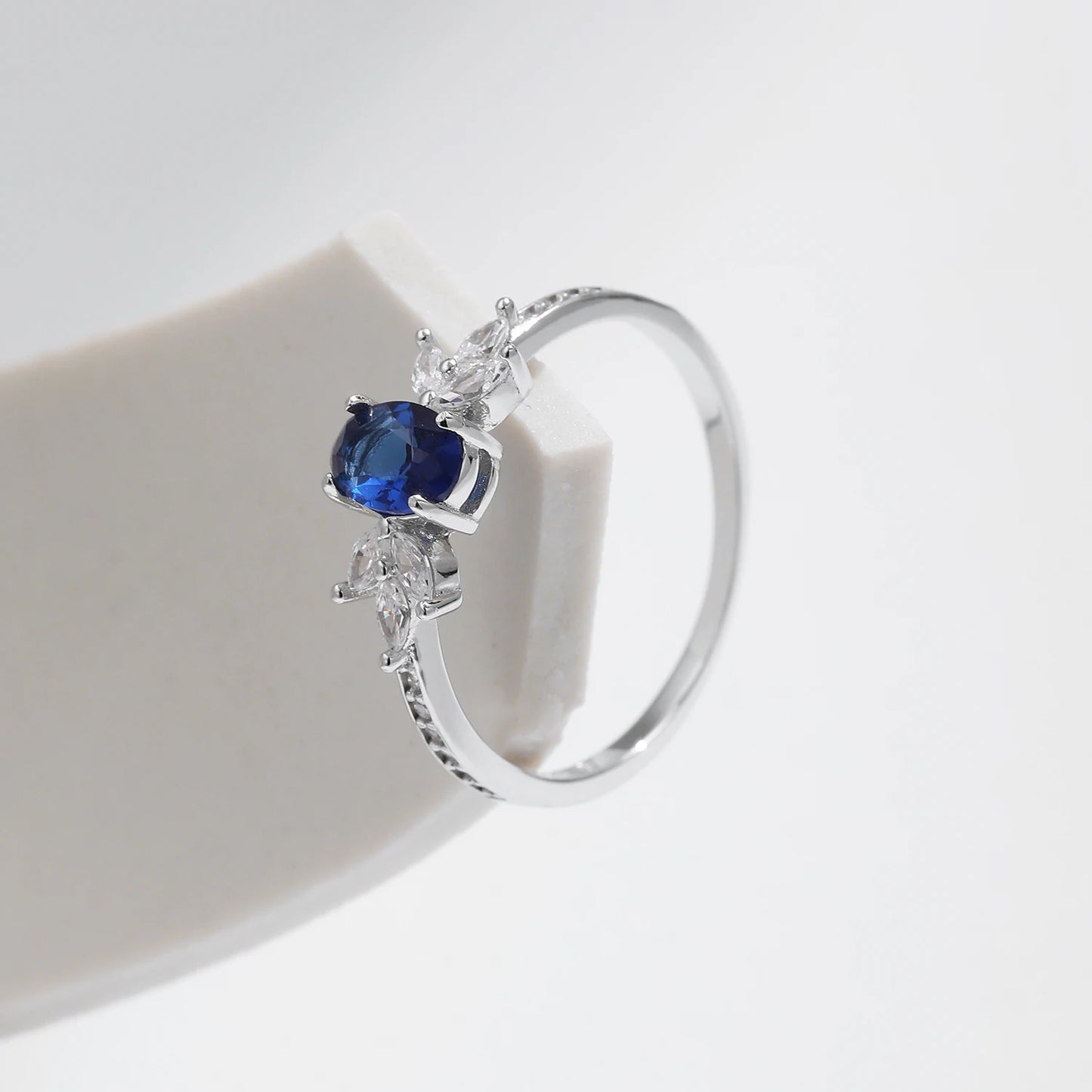 Royal Elegance Oval Blue Zirconia Sterling Ring