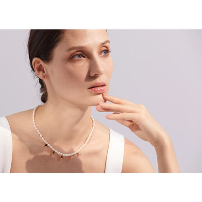 Luxury Freshwater Pearl & Cubic Zircon Choker Necklace