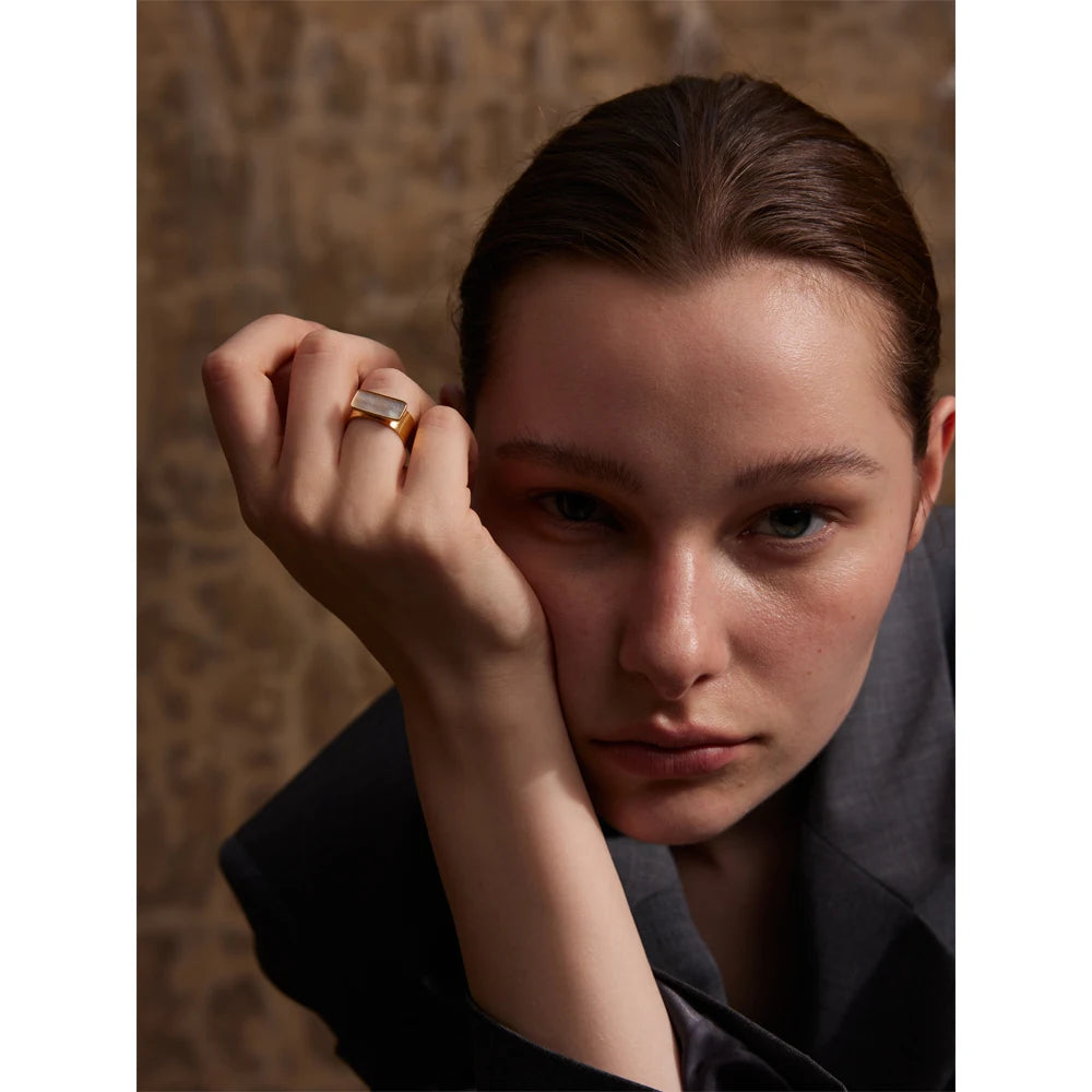 Tarnish-Resistant Matte Shell Open Ring