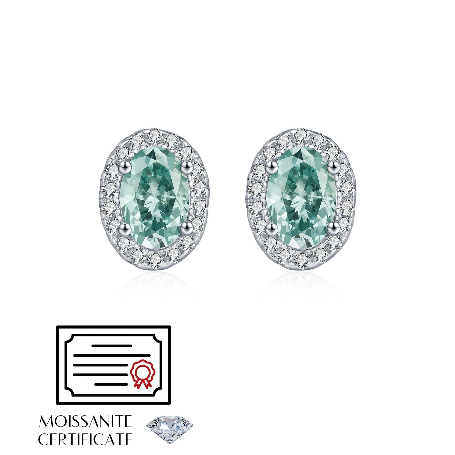 Classic earrings diamond earrings style with green moissanite stones