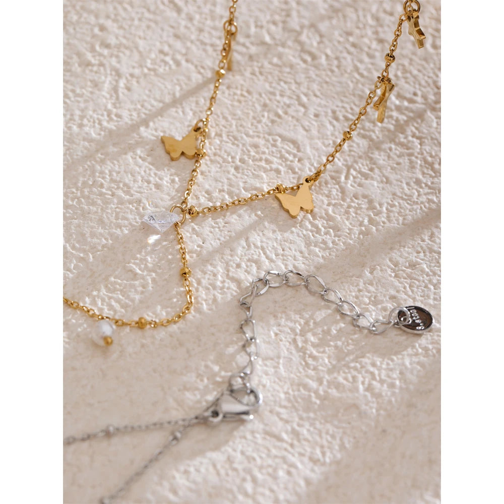 Gold plated stainless steel jewelry pendant necklace for women