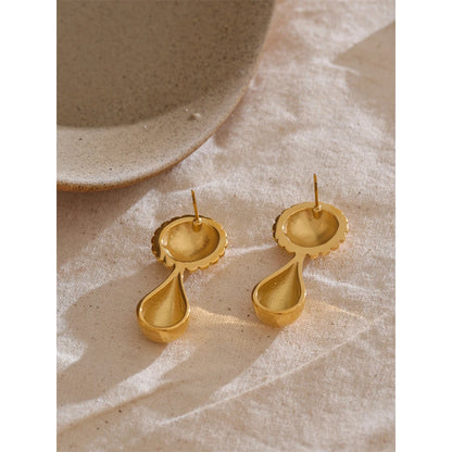 Water Drop Metal Stud Earrings – 18K Gold Plated Stainless Steel