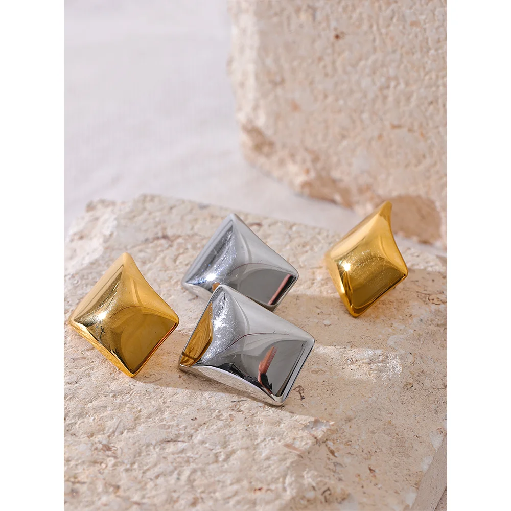 18K Gold Plated Square Stud Earrings