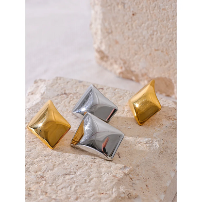 18K Gold Plated Square Stud Earrings