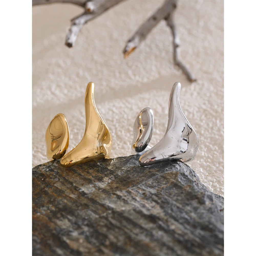 polished gold plated geometric ring stainless steel fashion jewellery