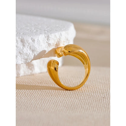 Distinctive Geometric Golden Ring in Stainless Steel