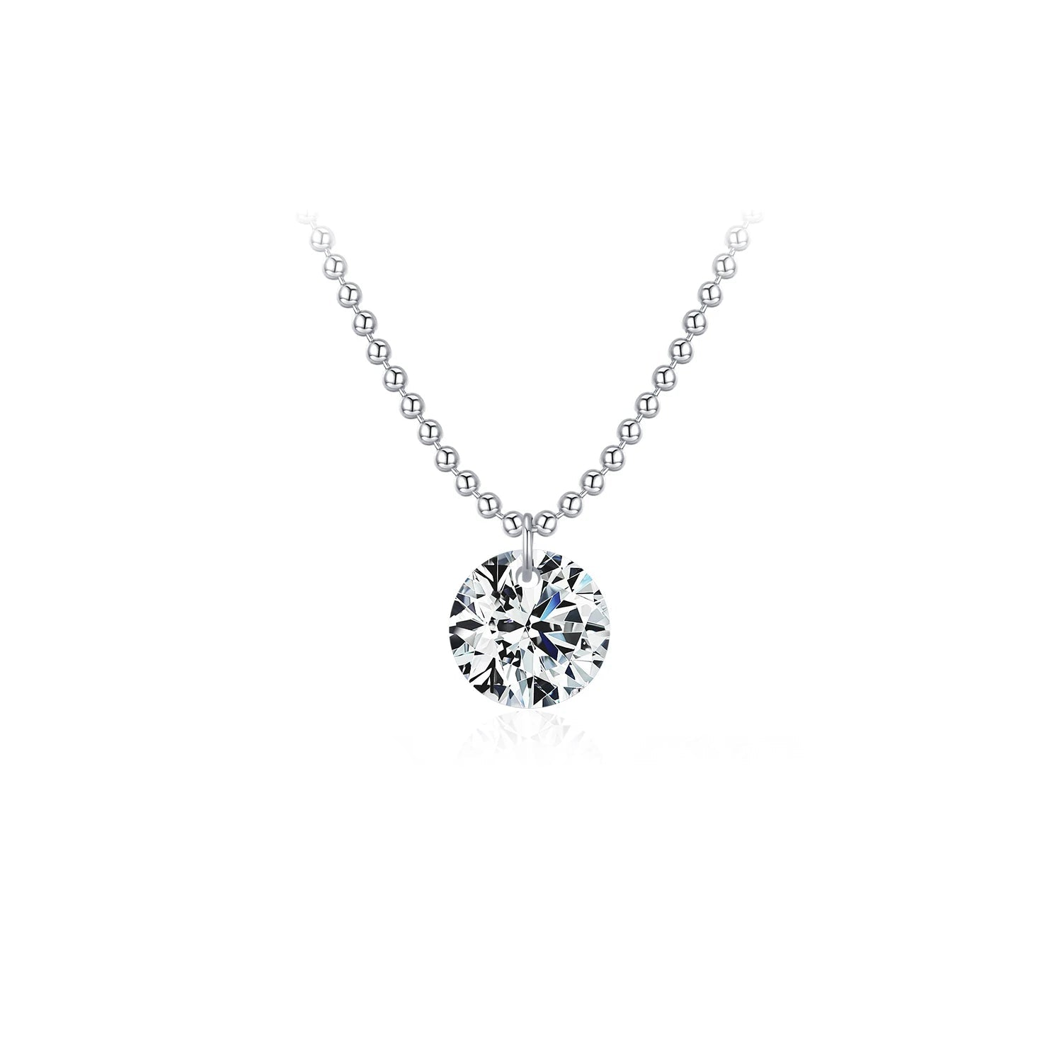 Beads moissanite pendant necklace in 925 sterling silver for women