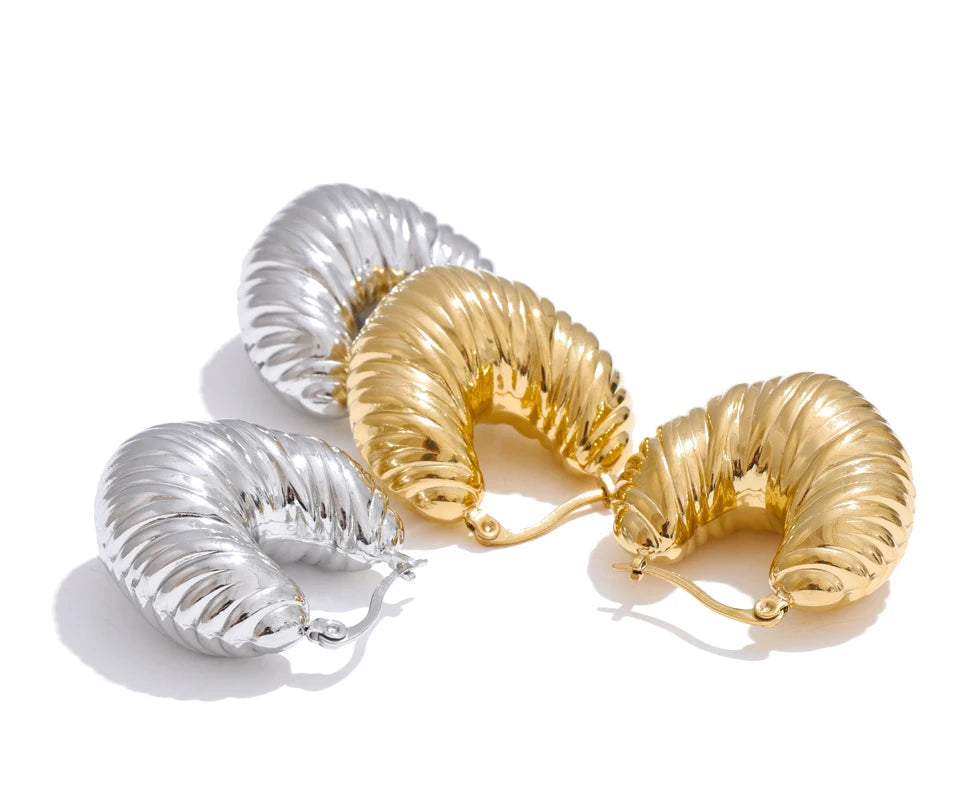 Fashion flat lay featuring earrings hoop earrings beside a gold hoop pair