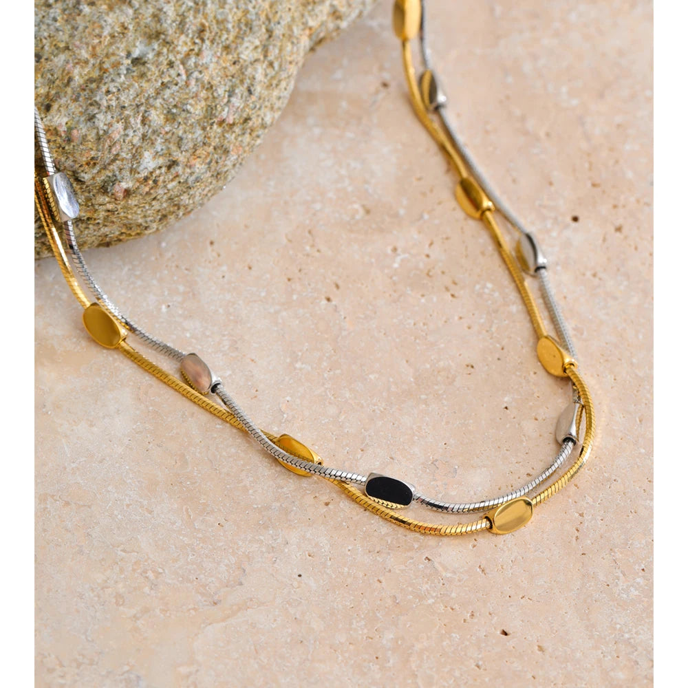 Yhpup Trending Stainless Steel Snake Chain Necklace Gold & Platinum Plated Personalized Simple Collar Jewelry Accessories