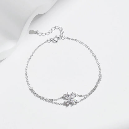 Sterling Silver Double Layer Heart Bracelet