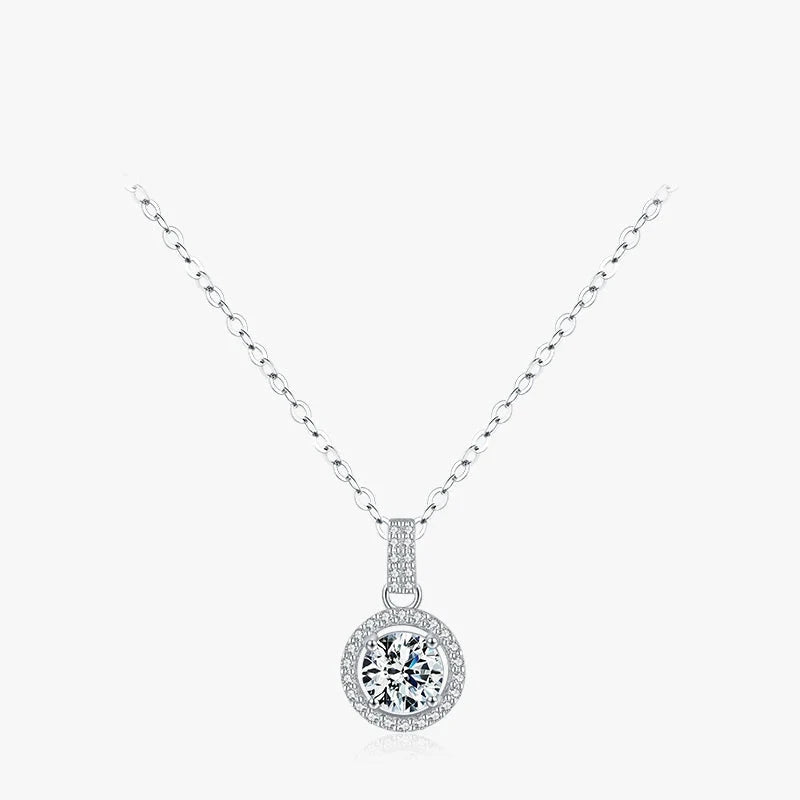 Sterling Silver 1CT Round Zirconia Pendant Necklace