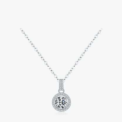 Sterling Silver 1CT Round Zirconia Pendant Necklace