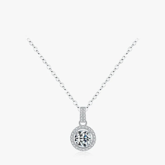 Sterling Silver 1CT Round Zirconia Pendant Necklace