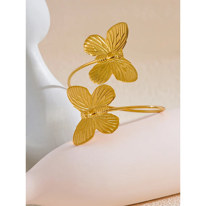 Waterproof Golden Butterfly Cuff Bracelet