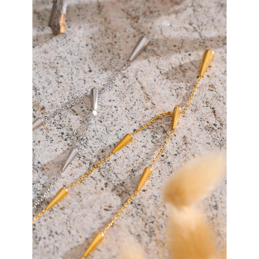 Yhpup Stainless Steel Cast Water Drop Pendant Necklace High Quality Fashion Trendy Korean Jewelry 18K Gold PVD Plated 2025