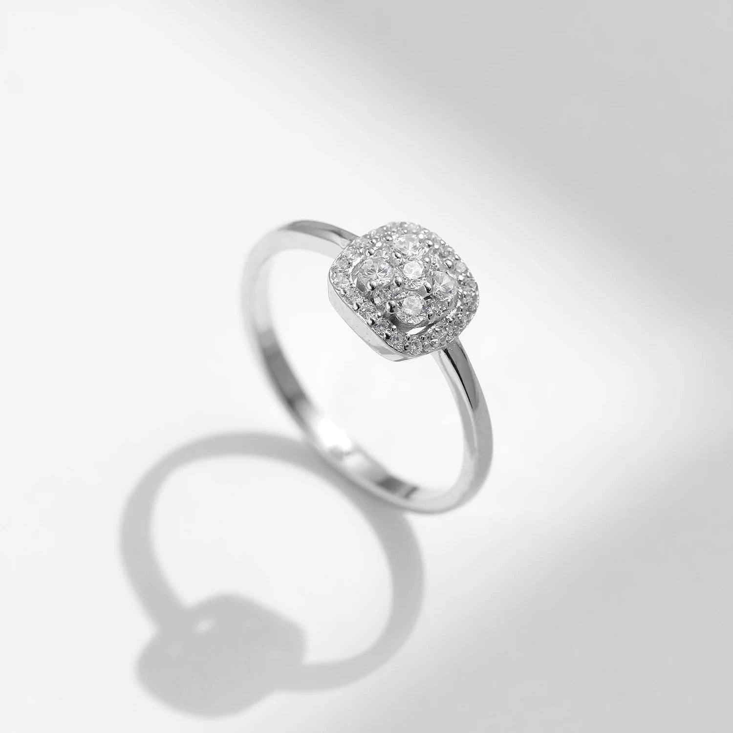 Moissanite jewelry rings detail on a sleek band with comfortable ring size