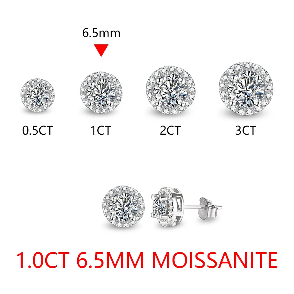 Ear rings set featuring round cut moissanite stud earrings
