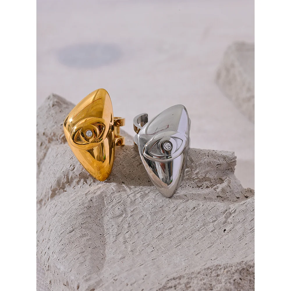 Eye Triangle Open Ring in Gold & Silver