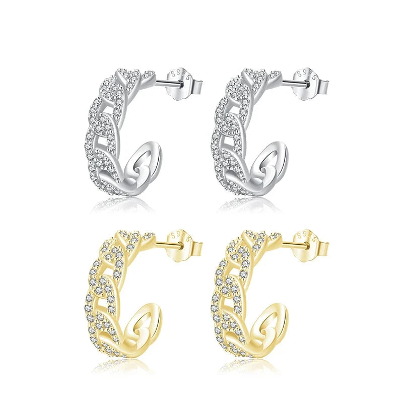 Platinum-Plated CZ Stud Earrings