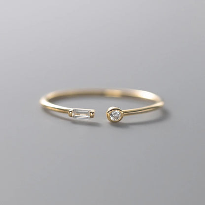 Adjustable Thin Gold CZ Wedding Ring