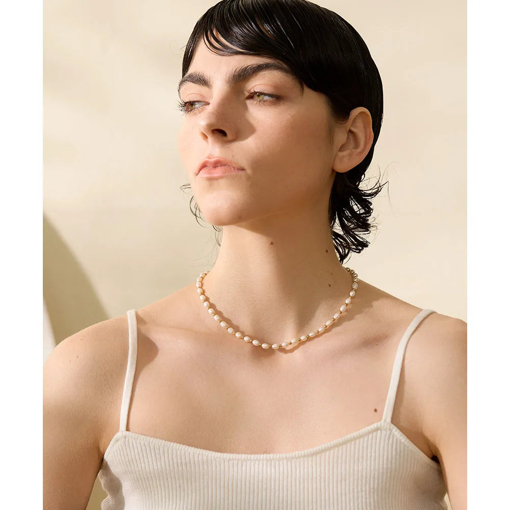 Handmade Freshwater Pearls Stainless Steel Necklace for Women