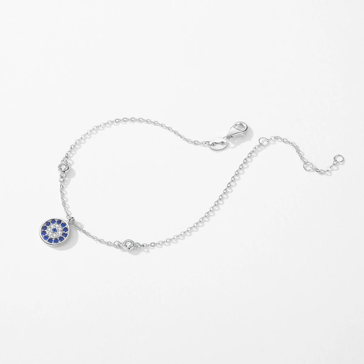 Sterling Silver Blue Zircon Charm Bracelet