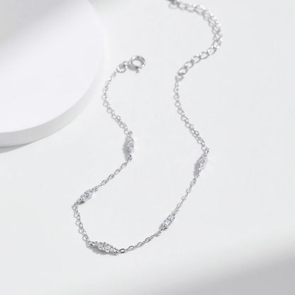 Sterling Silver Zircon Link Chain Bracelet