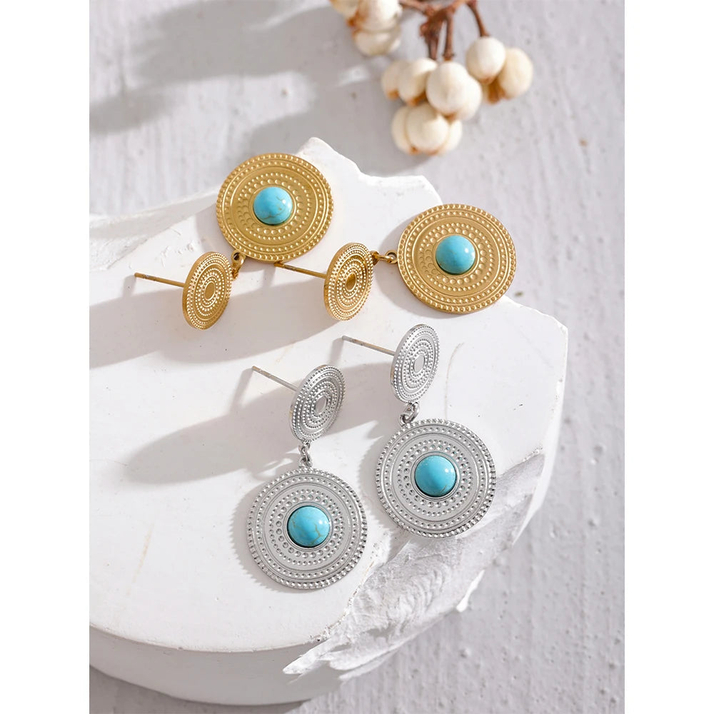 Trendy Round Geometric Drop Earrings