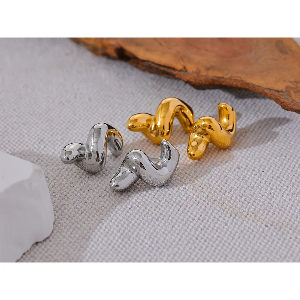 Twisted Geometric Stainless Steel Stud Earrings