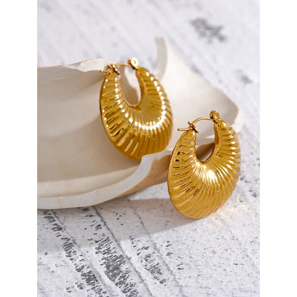 30mm Gold Hollow Chunky Hoop Earrings in Stainless Steel